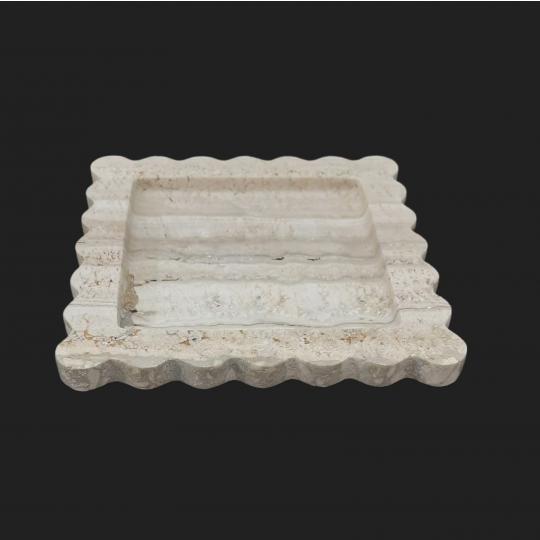 Scalloped edges Rectangular Travertine marble Tray